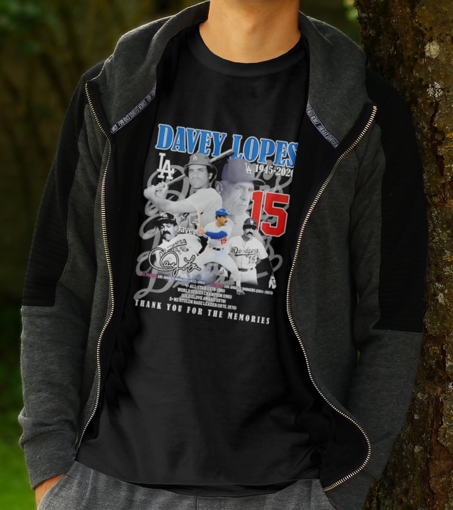 Davey Lopes Los Angeles Dodgers 1972 1981 Number 15 Thank You For The Memories T-Shirt