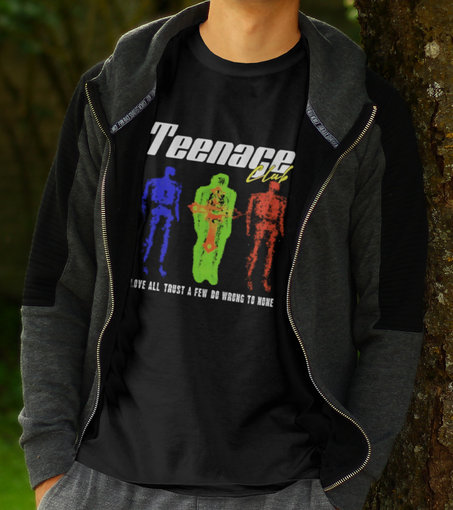 Teenage Club Love All Trust A Few Do Wrong To None Vibrant Neon Figures T-Shirt