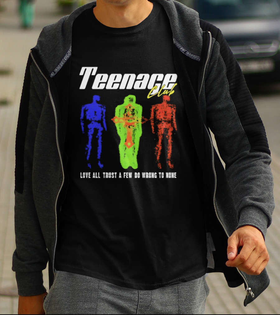 Teenage Club Love All Trust A Few Do Wrong To None Vibrant Neon Figures T-Shirt