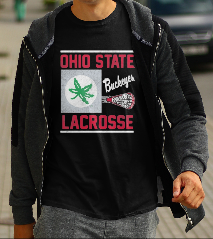 Ohio State Buckeyes Lacrosse Team Stick With Green Leaf T-Shirt