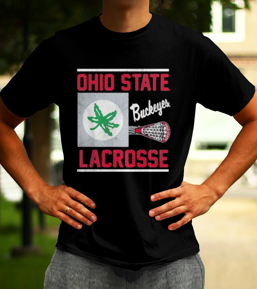 Ohio State Buckeyes Lacrosse Team Stick With Green Leaf T-Shirt