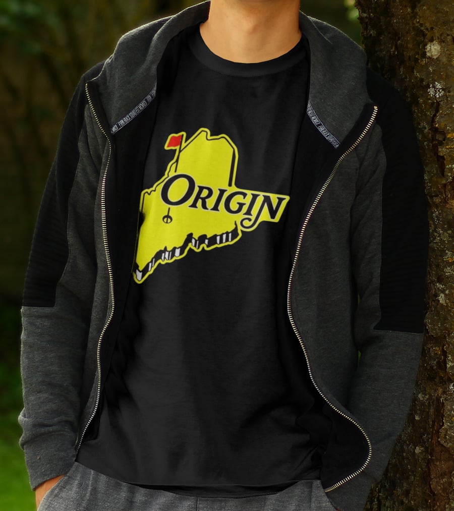 Origin USA Masters Golf Yellow Maine Flag Map T-Shirt