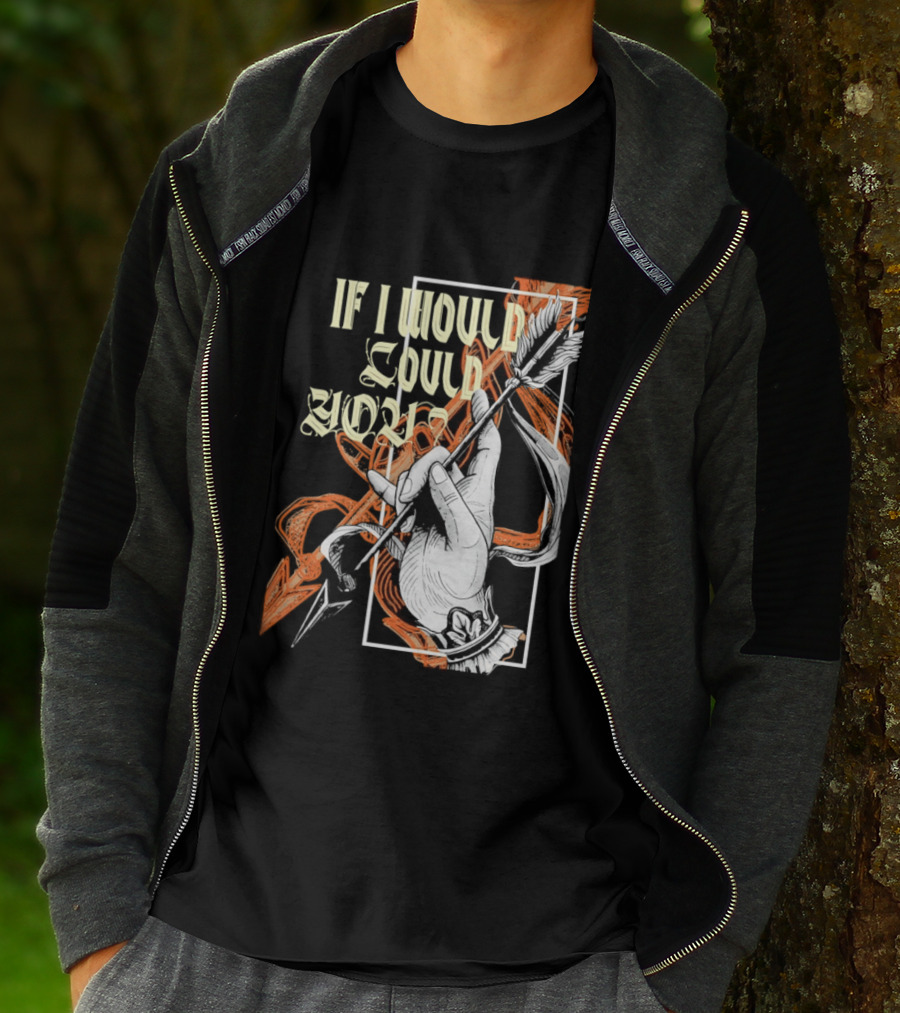 If I Would Could You Retro Hand Drawn Arrow Motif T-Shirt