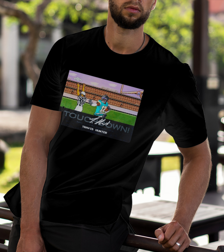 TOUCHDOWN Travis Hunter Jacksonville Jaguars Topps Chrome Rookie Card T-Shirt