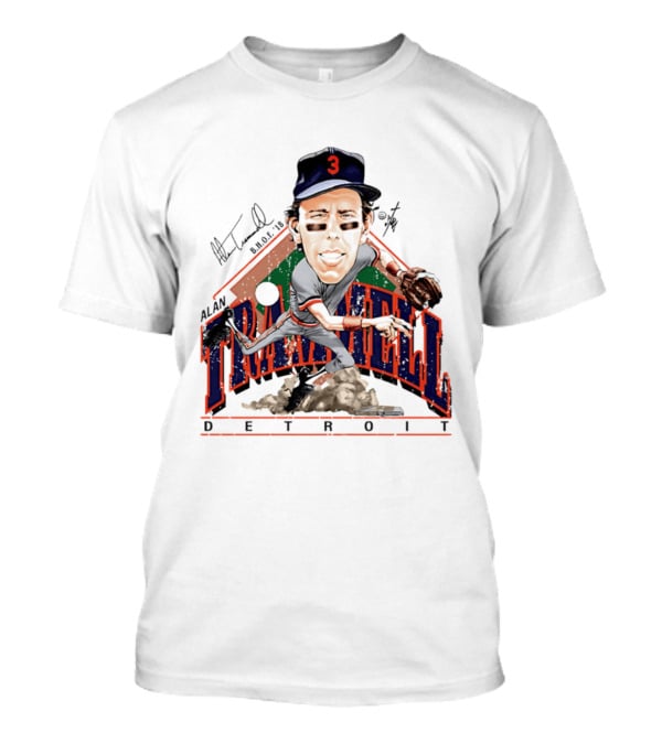 Alan Trammell Detroit Tigers Bruce Stark Collection Signed Caricature T-Shirt