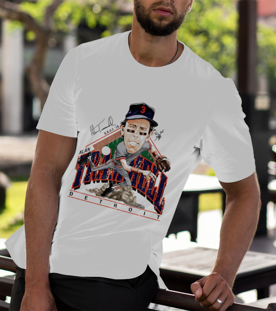 Alan Trammell Detroit Tigers Bruce Stark Collection Signed Caricature T-Shirt
