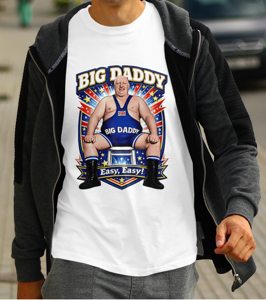 Big Daddy Easy Easy British Wrestler Stars Stripes T-Shirt