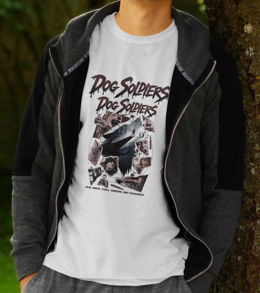 Dog Soldiers Horror Movie Inspired Design With Dramatic Red And Blue T-Shirt