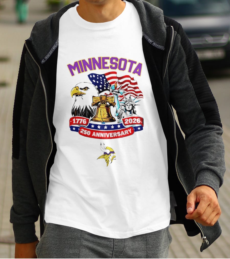 Minnesota 250th Anniversary 1776 2026 American Flag Liberty Bell Eagle Statue Of Liberty T-Shirt