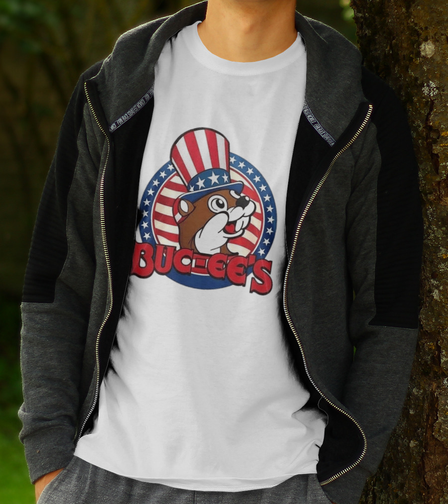 Buc Ee's Patriotic Uncle Sam Beaver USA Stars And Stripes 250th Anniversary T-Shirt