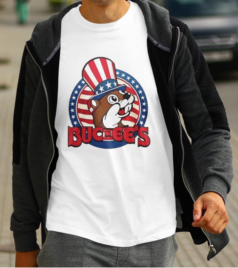 Buc Ee's Patriotic Uncle Sam Beaver USA Stars And Stripes 250th Anniversary T-Shirt
