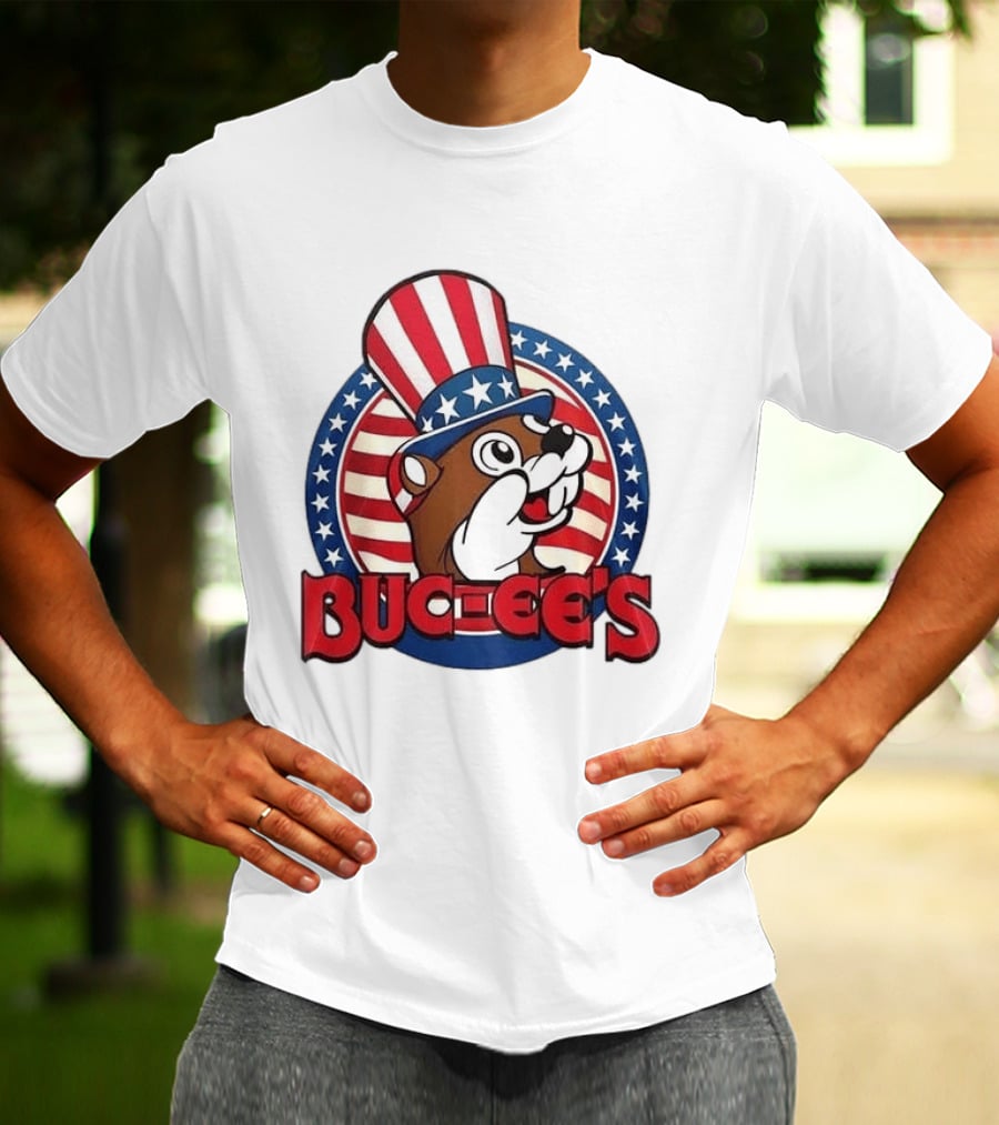 Buc Ee's Patriotic Uncle Sam Beaver USA Stars And Stripes 250th Anniversary T-Shirt