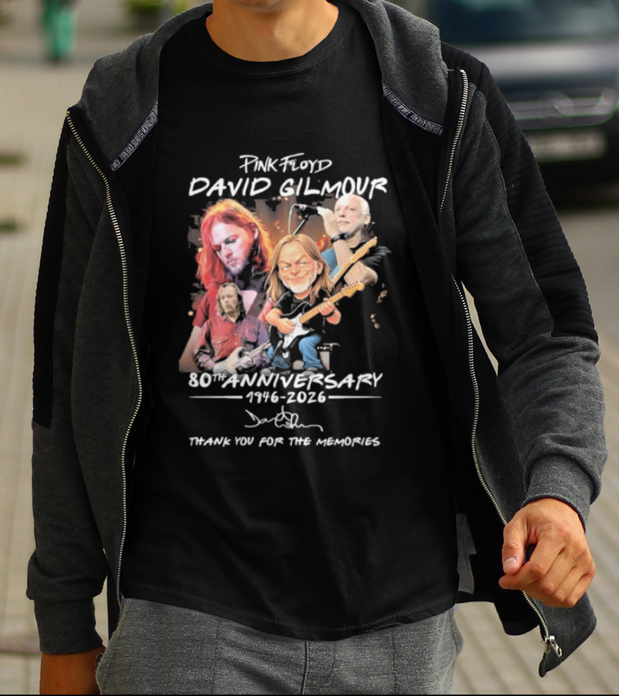 Pink Floyd David Gilmour 80th Anniversary 1946 2026 Thank You For The Memories T-Shirt