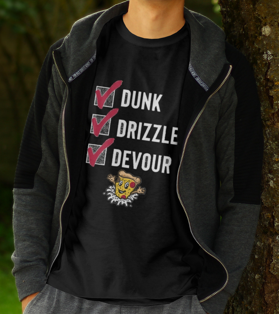 Tulsa Ranch Dippers Dunk Drizzle Devour Pizza Checklist T-Shirt