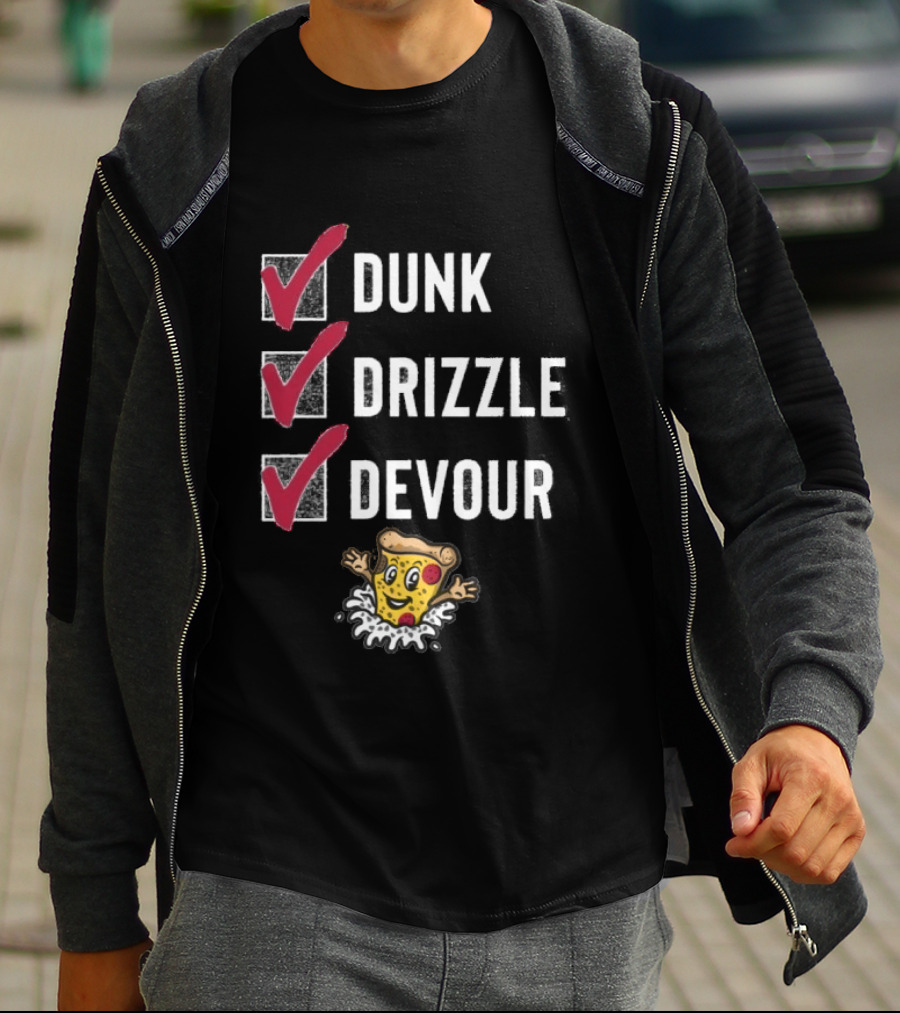 Tulsa Ranch Dippers Dunk Drizzle Devour Pizza Checklist T-Shirt