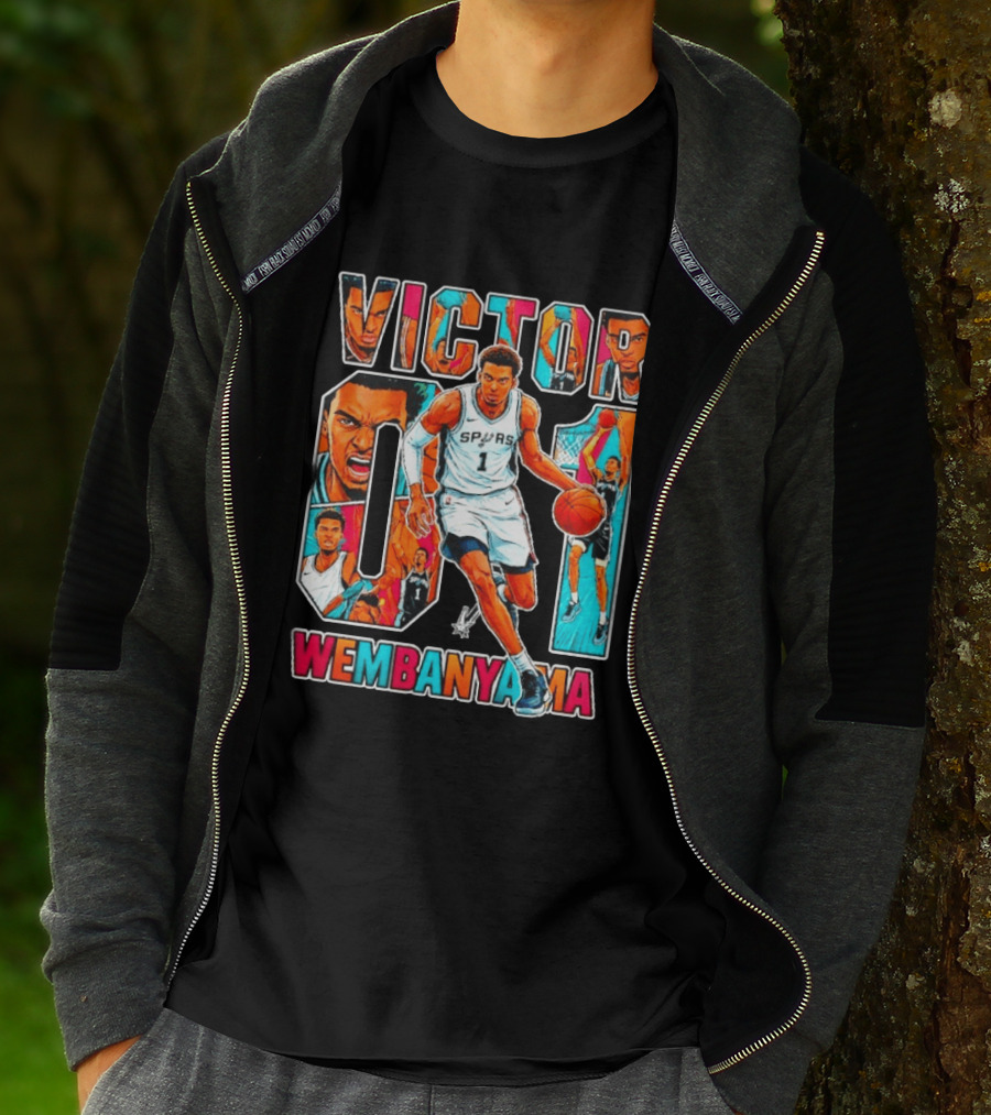 Victor Wembanyama No 1 San Antonio Spurs Comic Fiesta T-Shirt