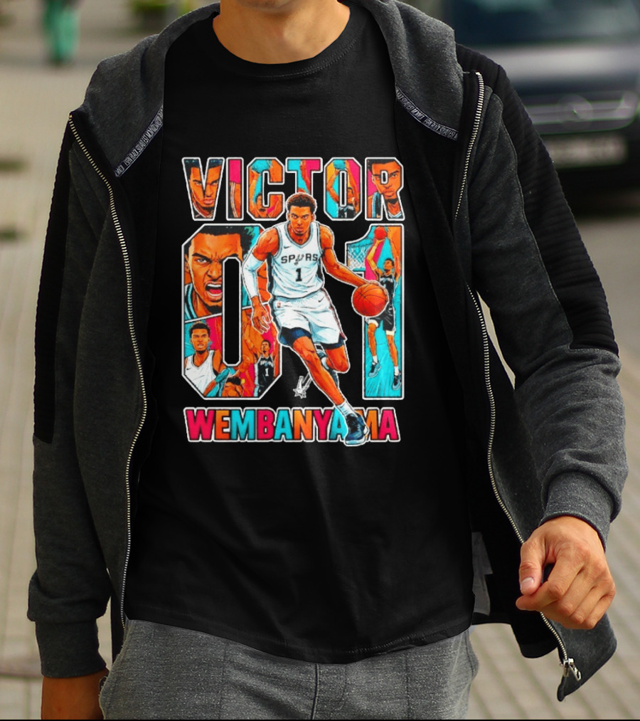 Victor Wembanyama No 1 San Antonio Spurs Comic Fiesta T-Shirt