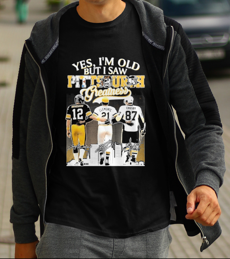 Yes I'm Old But I Saw Pittsburgh Greatness Football Legends 12 82 87 Vintage Players T-Shirt