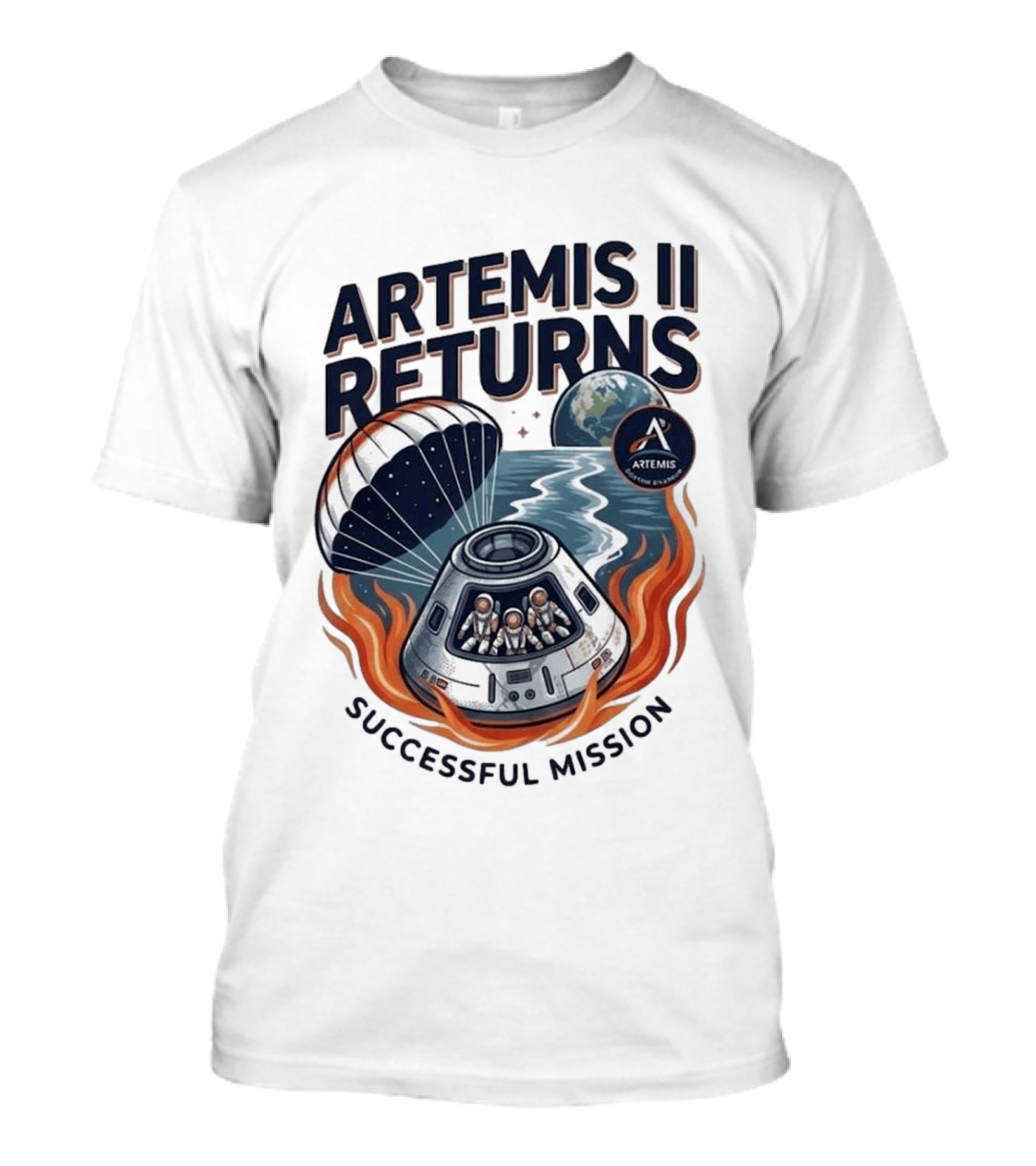 Artemis II Returns Successful Mission Capsule Parachute Earth T-Shirt