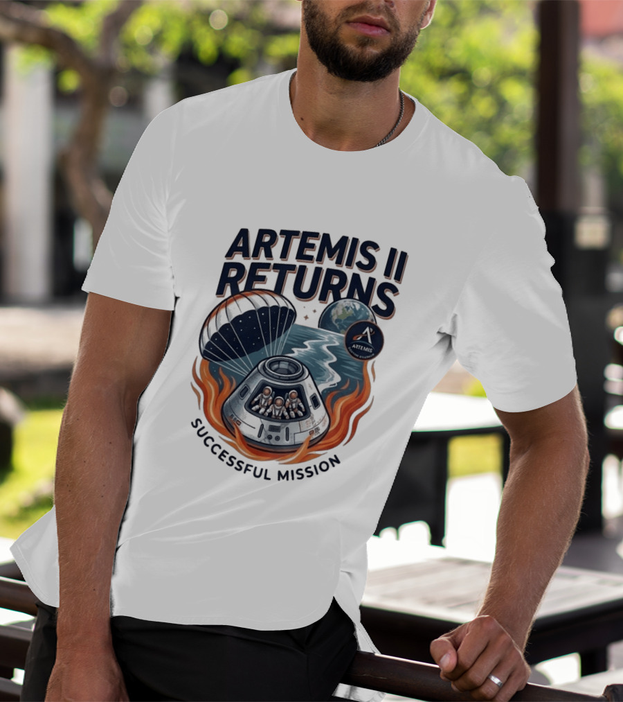 Artemis II Returns Successful Mission Capsule Parachute Earth T-Shirt