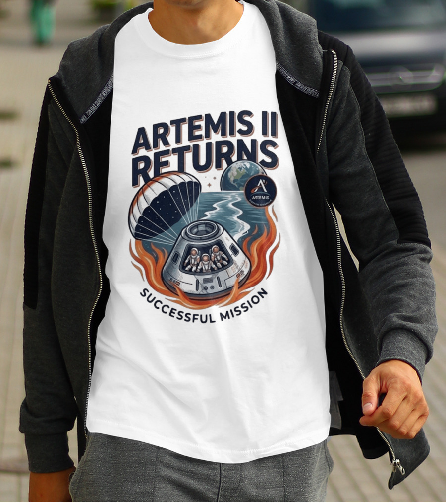 Artemis II Returns Successful Mission Capsule Parachute Earth T-Shirt