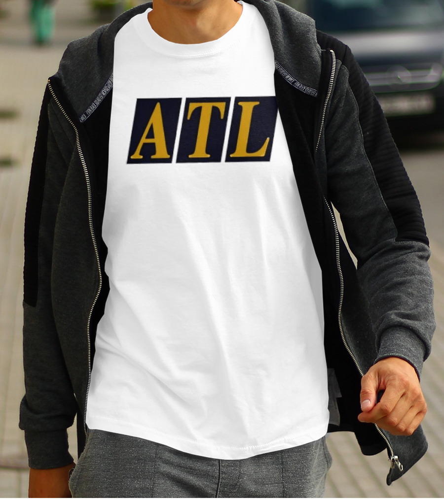 ATL Bold Minimalist Style Gold Text On Black T-Shirt