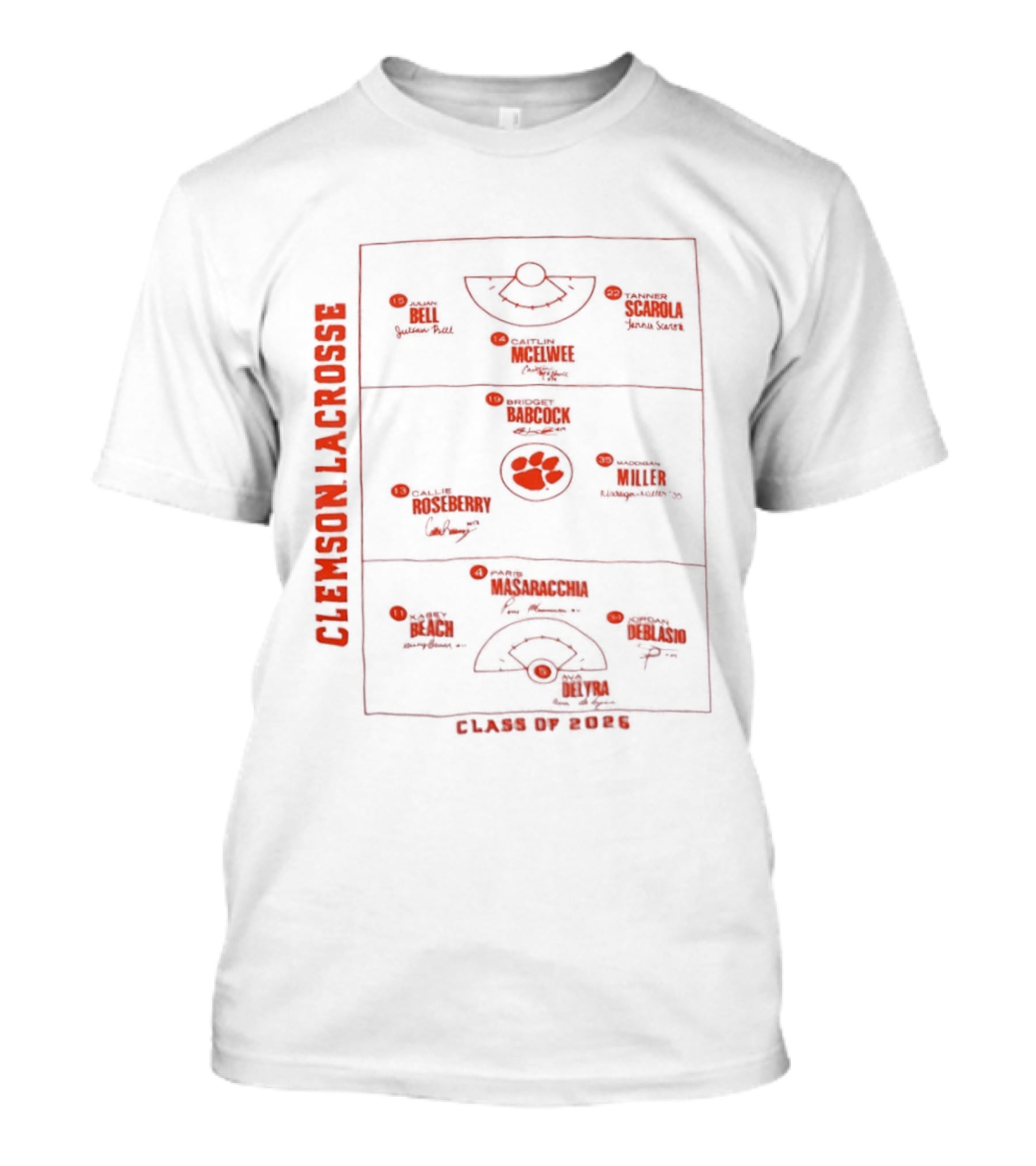 Clemson Lacrosse Field Diagram Class Of 2026 T-Shirt