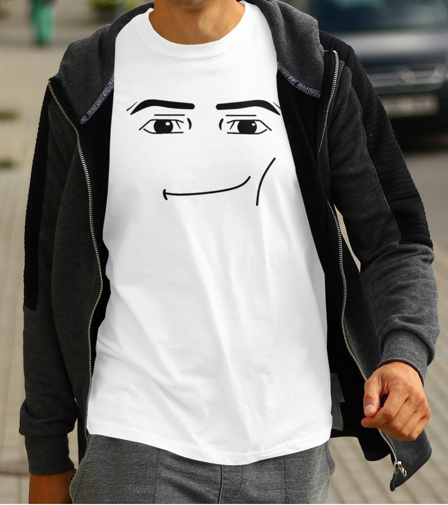 Face Smirking Emoji Black Line T-Shirt