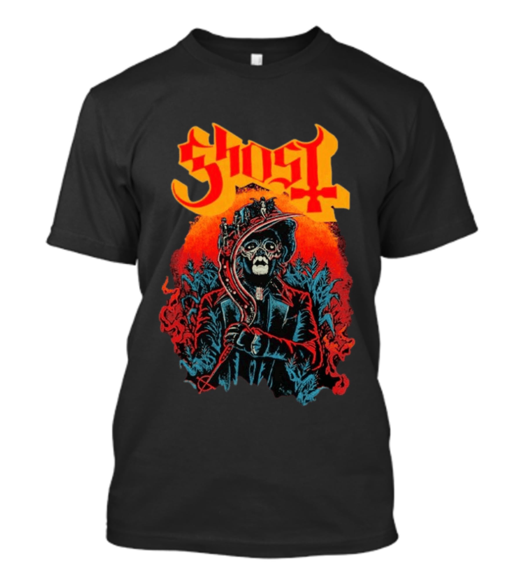Ghost Black Harvest Grim Reaper Scythe T-Shirt