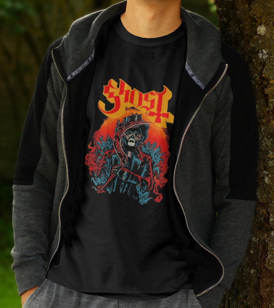 Ghost Black Harvest Grim Reaper Scythe T-Shirt