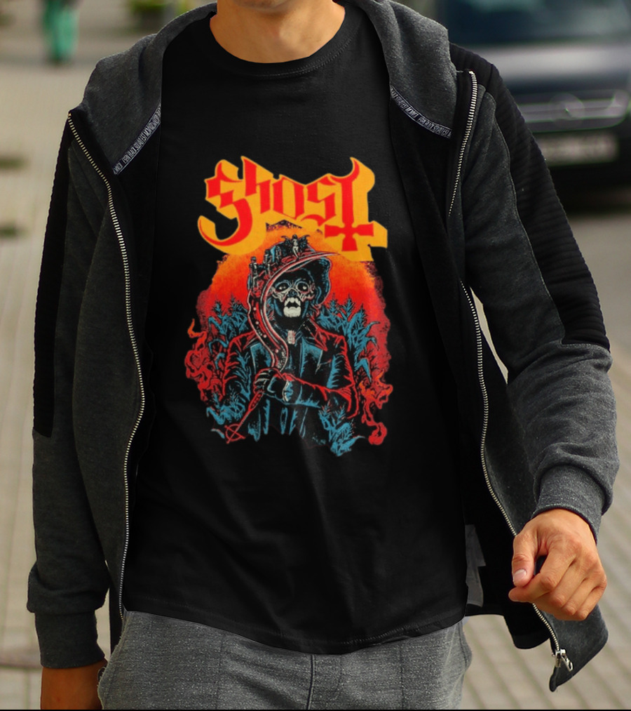 Ghost Black Harvest Grim Reaper Scythe T-Shirt