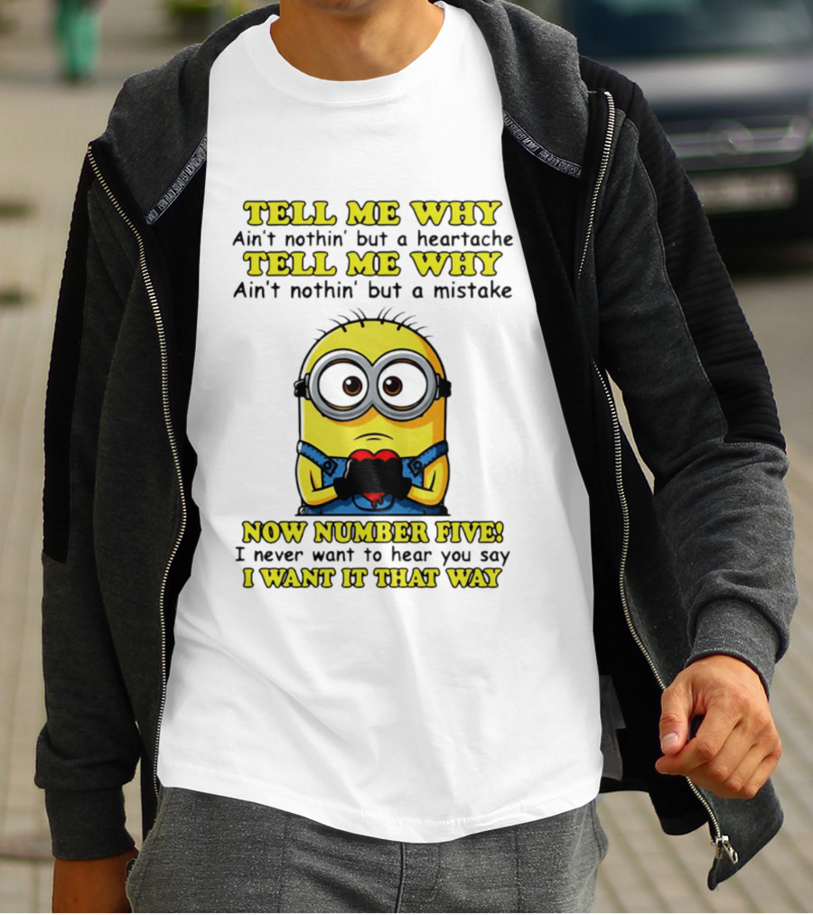 Tell Me Why Ain't Nothin' But A Heartache Mistake Minion I Want It That Way Number Five T-Shirt