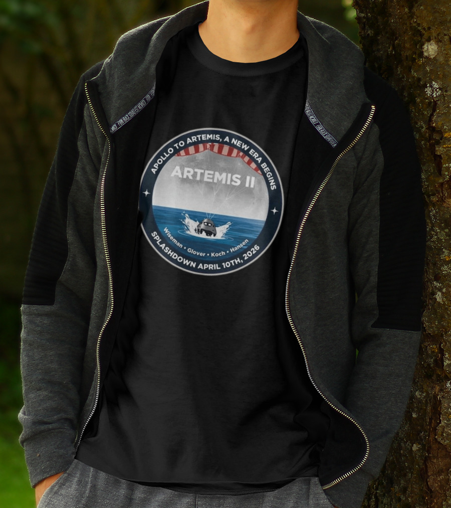 Artemis II Apollo To Artemis Mission Splashdown April 10th 2026 Wiseman Glover Koch Hansen T-Shirt