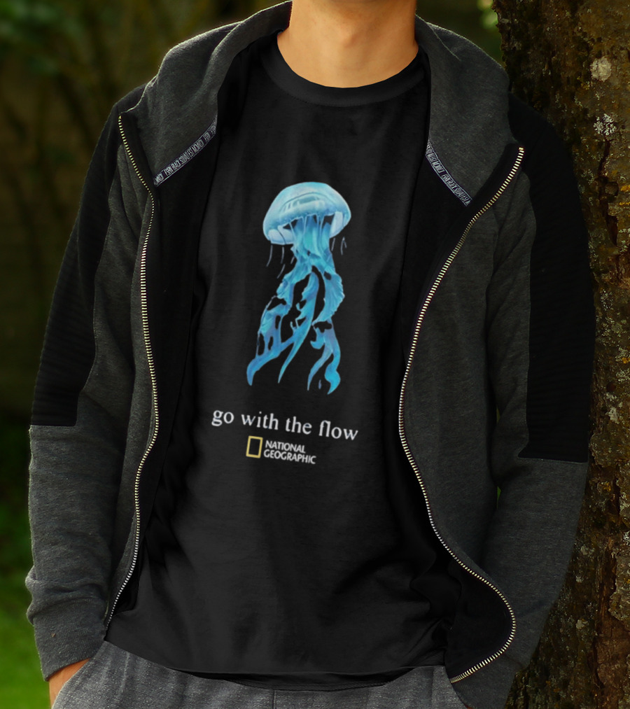 Jellyfish Go With The Flow National Geographic Blue Ocean T-Shirt