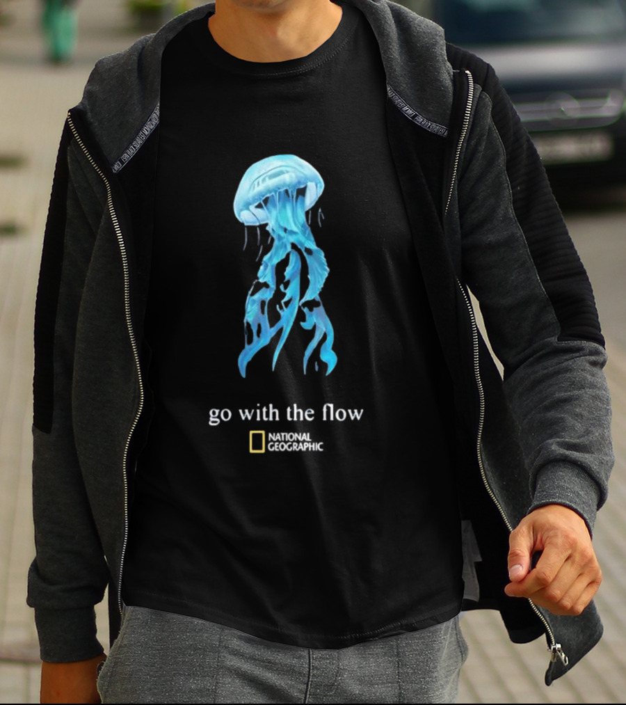 Jellyfish Go With The Flow National Geographic Blue Ocean T-Shirt