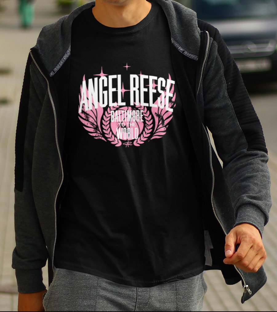 Angel Reese Baltimore To The World Laurel Wings Star Motif T-Shirt