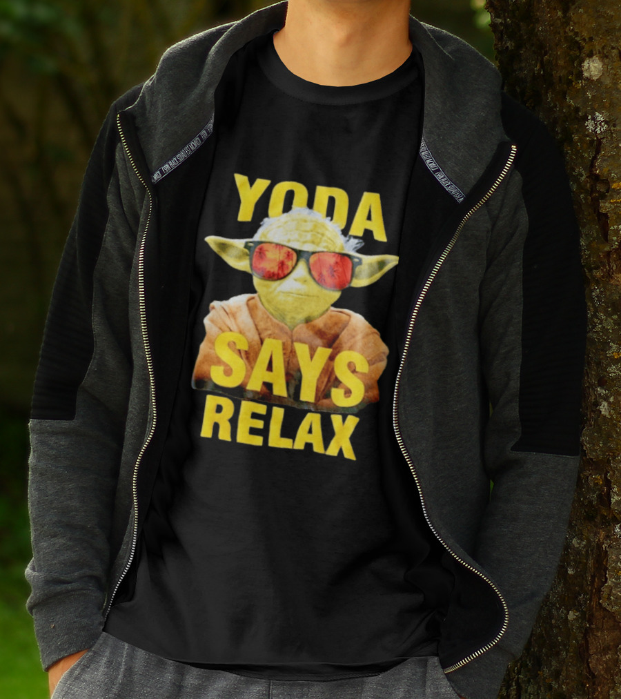 Yoda Says Relax Sunglasses Funny Jedi Master T-Shirt