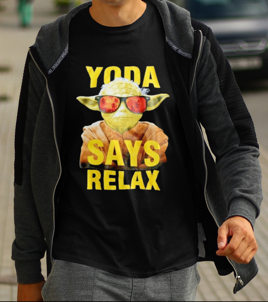 Yoda Says Relax Sunglasses Funny Jedi Master T-Shirt