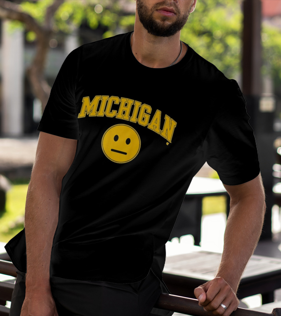 Michigan Basketball Yellow Emoji Face T-Shirt