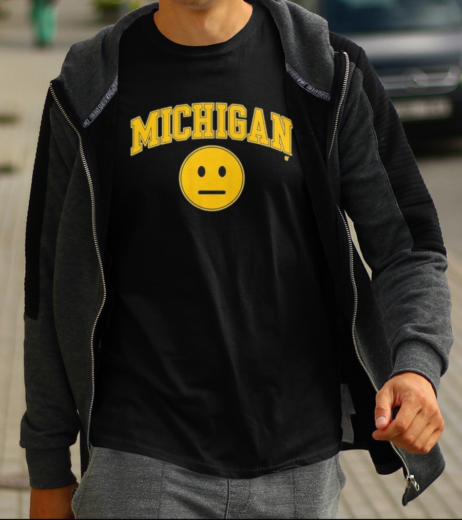 Michigan Basketball Yellow Emoji Face T-Shirt