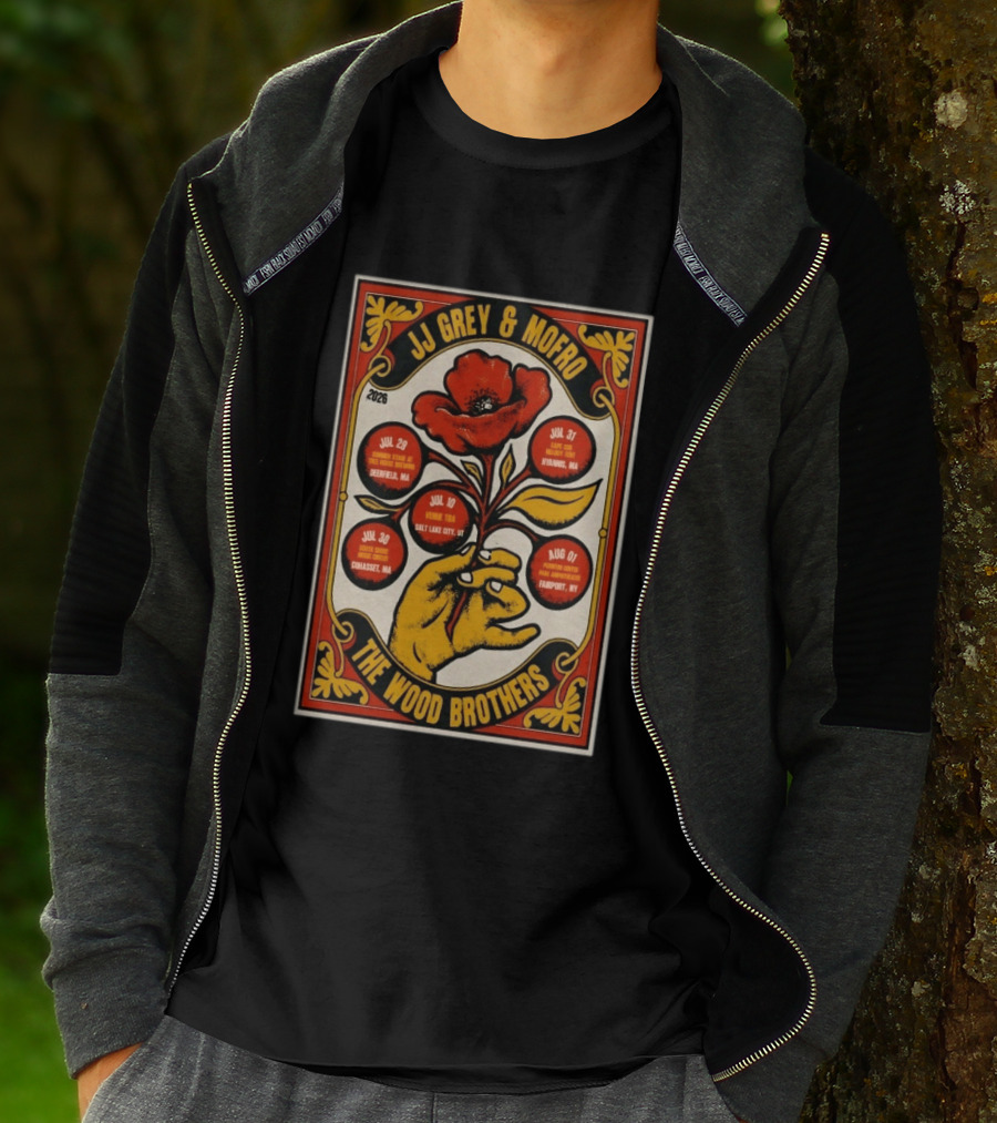 JJ Grey & Mofro The Wood Brothers 2026 Summer Tour Deerfield Salt Lake City Cohasset Hyannis Fairport T-Shirt
