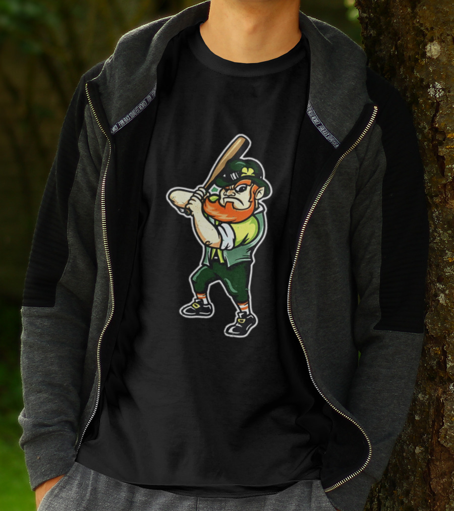 Leprechaun Saint Patrick's Day Baseball Player Iconic Irish T-Shirt