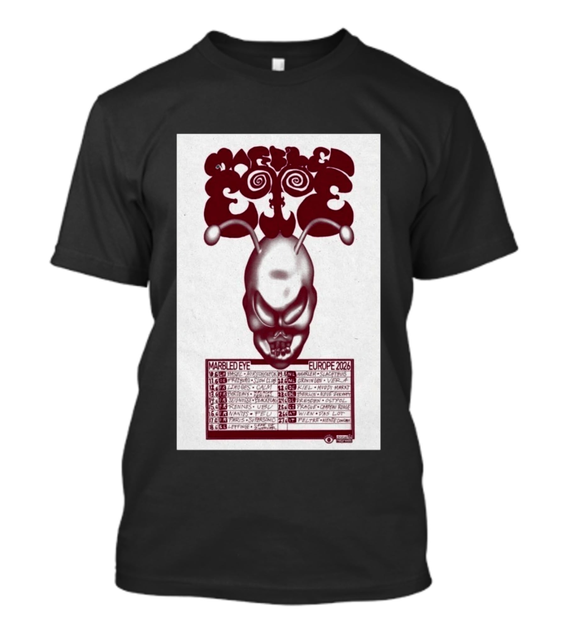 Marbled Eye Europe 2026 Tour Dates Skull T-Shirt