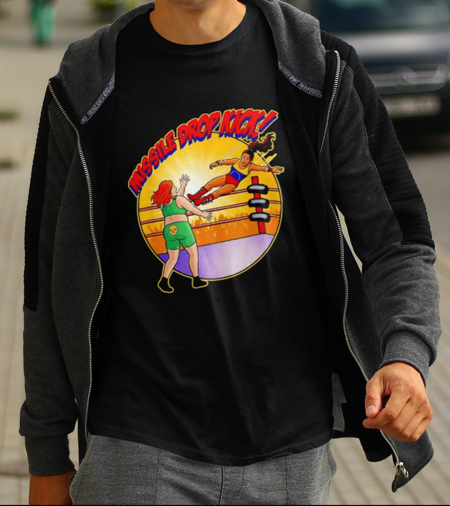 Missile Drop Kick Wrestling Move In Classic Ring Showdown T-Shirt