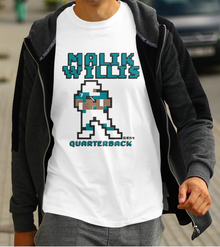 Malik Willis Retro Pixel Quarterback Miami Baller T-Shirt
