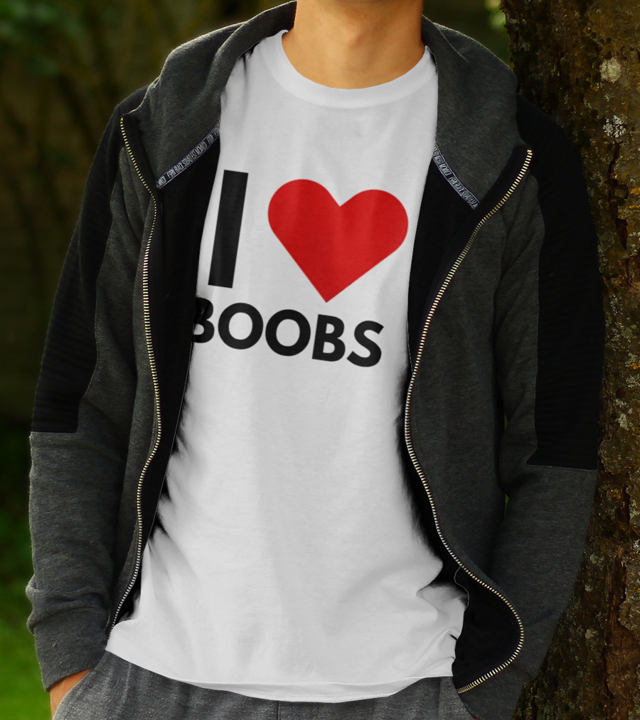 I Love Boobs Heart Symbol Humor T-Shirt