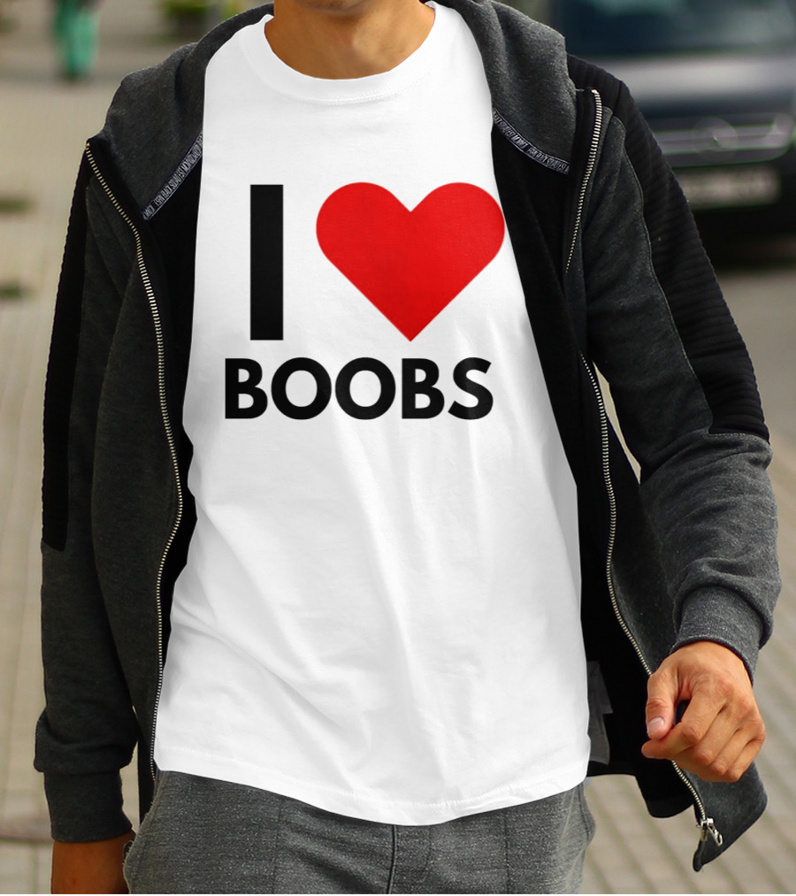 I Love Boobs Heart Symbol Humor T-Shirt