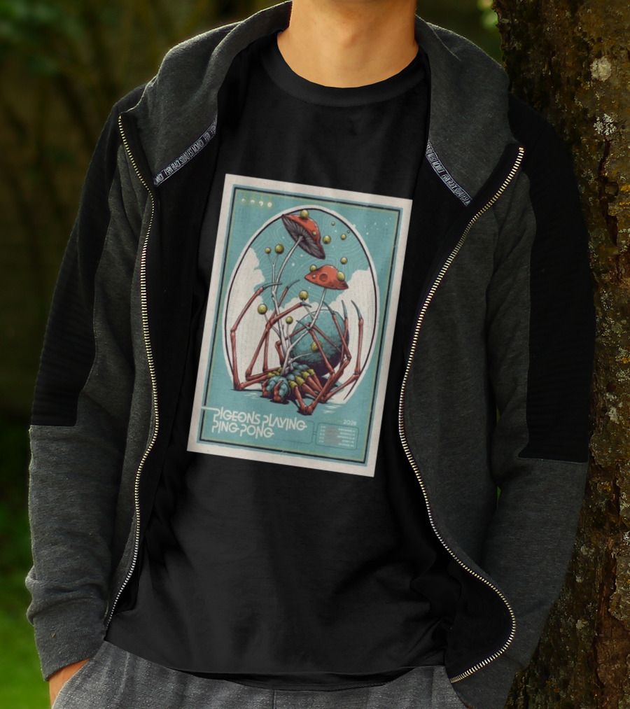 Pigeons Playing Ping Pong 2026 Tour With Mushroom Spider Cosmos T-Shirt