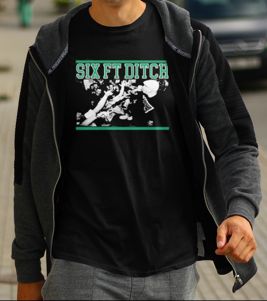 Six Ft Ditch Skull And Bones Grunge T-Shirt