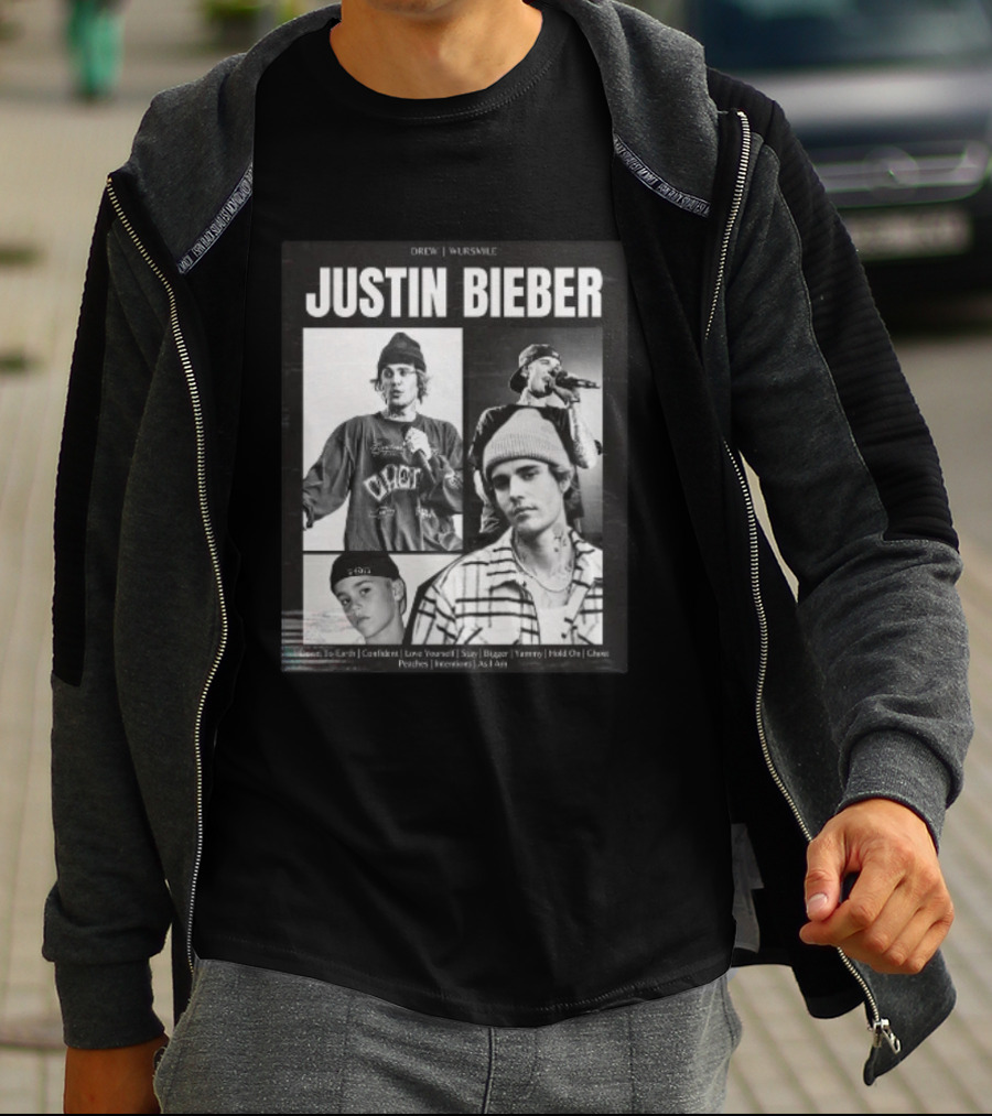 Drew House Viasmule Justin Bieber Collage Love Yourself Peaches Iconic Photos T-Shirt